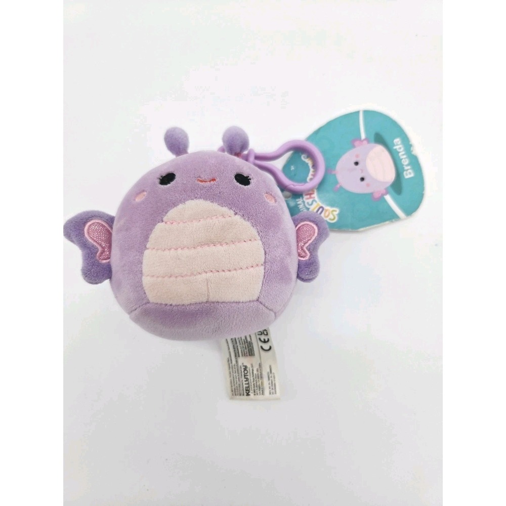 Squishmallow 3.5 in Clip Brenda Butterfly‎ Purple Kellytoy NEW Purple Charm